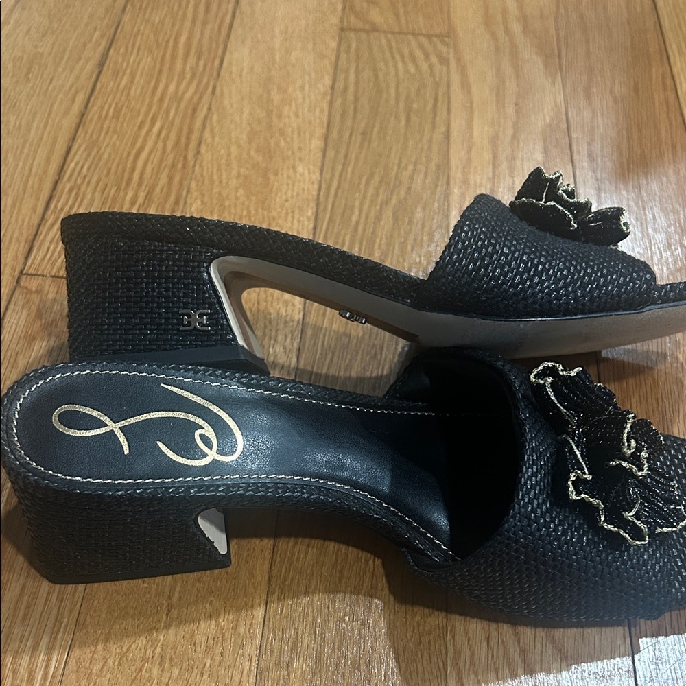 Sam Edelman Women’s Winsley Floral Block Heel Slide Sandals Size 6.5 Black - Picture 6 of 12